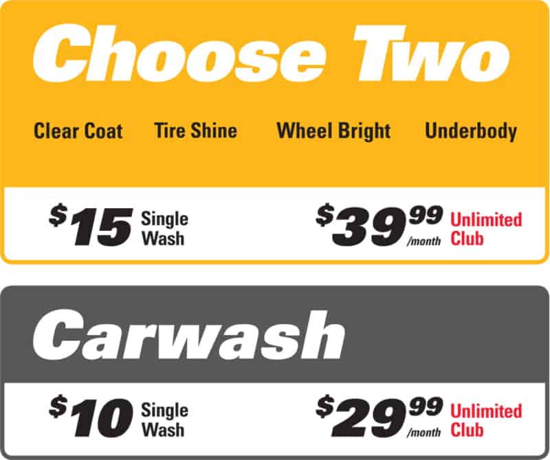 Prices For All Crew Carwash Services