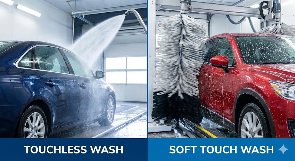 car wash price: Water beading on a car hood after a ceramic car wash treatment versus a flat sheet of water on an untreated hood